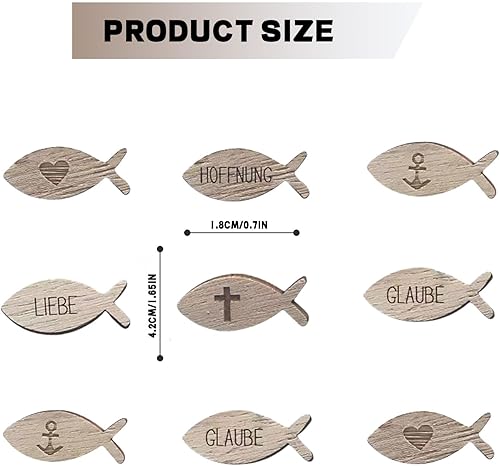 LUMOOM Lot de 100 poissons en bois à disperser pour communion, baptême, décoration de table, première communion et confirmation, pour fille garçon, avec inscription bénédiction, pour fête prénatale (A - Nail Gallerys