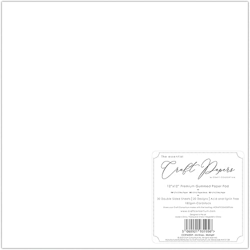 Craft Consortium Bloc de papier double face 30 feuilles 30,5 x 30,5 cm, couleur minuit, 20 motifs - Nail Gallerys