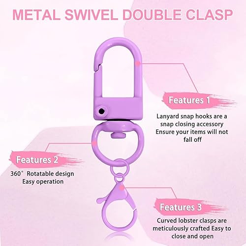 COYUN 20 Pièces Pivotantes Fermoirs pour Homard, Mousquetons Colorés, Clip pour Porte-clés, Mousqueton Pivotant en Métal, Crochet Porte Clef, pour Clés, Accessoires de Bricolage, Sacs, Travaux Manuels - Nail Gallerys