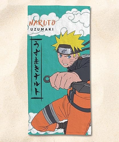 SAHINLER créateur d'univers Naruto Shippuden - Serviette de Plage Naruto Uzumaki 75x150 cm - 300 GSM - 100% Coton - Bleu - Nail Gallerys
