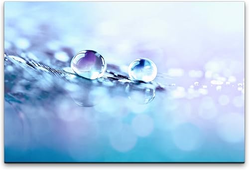 Paul Sinus Art Image murale sur toile, motif gouttes d'eau sur une plume, 120 x 80 cm, art photographique inspirant, de qualité musée, pour votre foyer - Nail Gallerys
