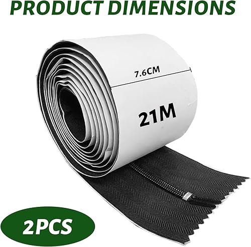 Jortmrd Lot de 2 Fermetures Éclair Autocollantes 213 cm x 7,6 cm Noires Double Fermeture Éclair Écologique et résistante à la Rouille Anti-Poussière Imperméable pour Serres Bâches Projets Construction - Nail Gallerys