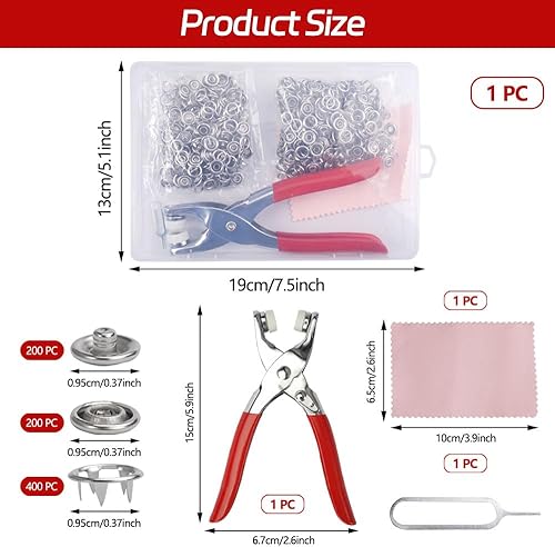 200 Kits Boutons Pression Avec Pinces Boutons-Pression en Metal 9.5 mm Sans Couture Bouton Pression Metal Plus Solide pour la Couture de Vetements pour Bébé Enfant Bricolage Sac Artisanat (Argent) - Nail Gallerys