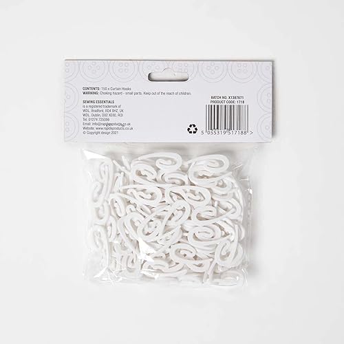 HOMESCAPES Crochets pour Rideaux, Lot de 150 agrafes à Rideau fenêtre et Porte, Crochets escargots en Plastique Blanc 30mm - Nail Gallerys