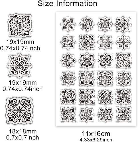 PH PandaHall Tampons Transparents Mandala Tampons Transparents en Caoutchouc à Fleurs Tampons Transparents Mandala Geometry Background pour Album Photo de Scrapbooking DIY 16x11cm - Nail Gallerys