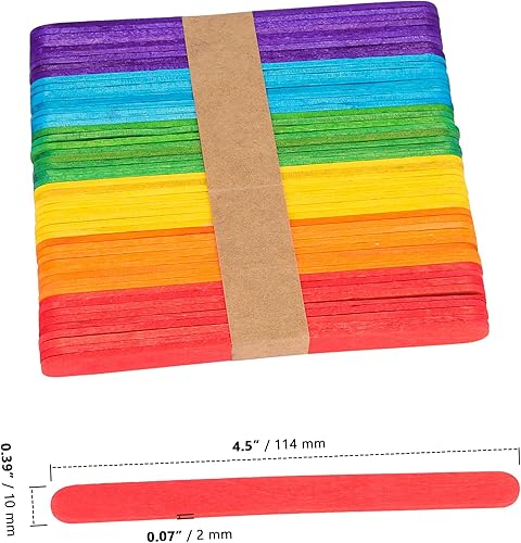 ZOENHOU Lot de 1 000 bâtonnets de glace colorés en bois naturel de 11,4 cm pour loisirs créatifs, modélisme, fournitures artistiques - Nail Gallerys
