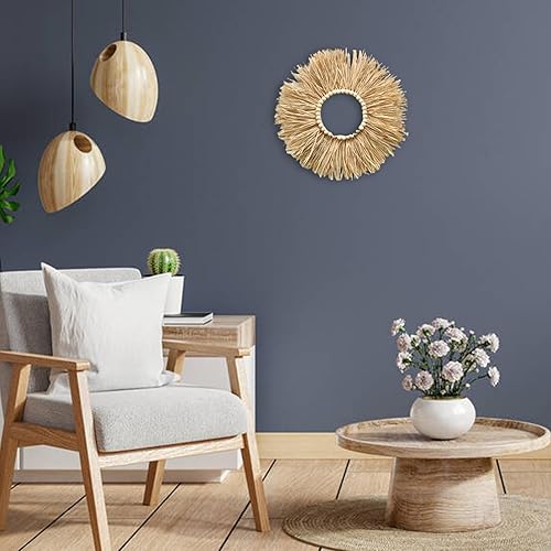 Décoration murale en raphia – 200 g – Pièce murale tissée en fibre naturelle | Sculpture murale en raphia, art mural culturel avec durabilité | Couronne tissée en macramé bohème pour décoration - Nail Gallerys