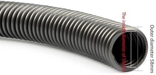 Jonikuper Tuyau d'aspirateur robuste de 50 mm de diamètre intérieur, tuyau fileté flexible pour le nettoyage des coins, tube en plastique gris résistant à la pression, 3/4 m de long (3 mètres) - Nail Gallerys