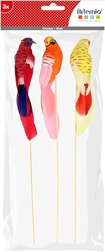 Artemio 13001066 Set de 3 Oiseaux de Décoration, Jaune, 13 x 3 x 2,5 cm - Nail Gallerys