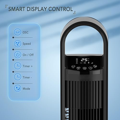 Ventilateur Colonne Silencieux, 92CM Ventilateur Tour avec Télécommande, 3 Vitesses de Vent, 3 Modes, Fonction Oscillation à 70°, Minuterie de 12H, Convient pour Maison/Bureau, Noir - Nail Gallerys