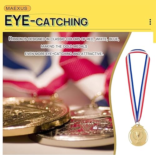 MAEXUS® Lot de 10 médailles pour enfants avec gravure - Motif trophée - Médailles de football - Médailles en métal avec ruban pour enfants - Cadeau de fête - Nail Gallerys