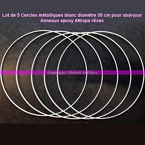 Lot de 5 Cercles métalliques Blanc diamètre 35 cm pour Abat-Jour, Anneaux epoxy Attrape rêves - Nail Gallerys