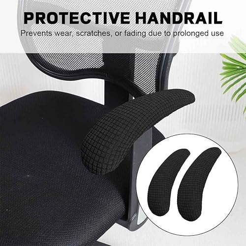 AFCJLTO Lot de 2 couvertures d'accoudoirs pour chaise de bureau en polyester extensible,Soulage les coudes et protège votre fauteuil,Housse noire ajustable jusqu'à 40cm de longueur - Nail Gallerys