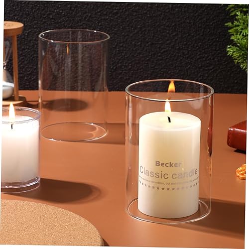 Yardenfun Lot de 2 photophores pour la maison Bougeoir Coupe-vent de bougie en verre Bougeoir transparent Bougeoir transparent - Nail Gallerys