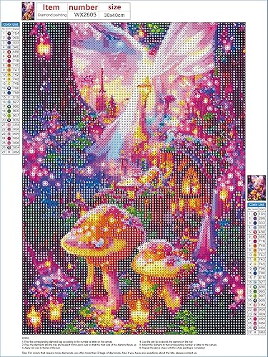 QENSPE 5D Peinture Diamant Complet Adulte, Forêt Fantastique Diamond Painting Champignon Diamant Kit Enfants, DIY Diamant Strass Point de Croix Cristal Painting pour Murale Décoration 30x40cm - Nail Gallerys