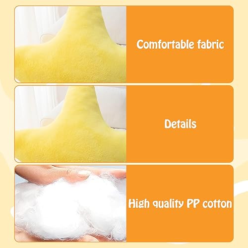 Rienan Coussin en peluche - 1 pièce - Doux et moelleux - En forme d'étoile - Pour enfant - Coussin étoile doux et moelleux - Jaune - 18 cm - Nail Gallerys