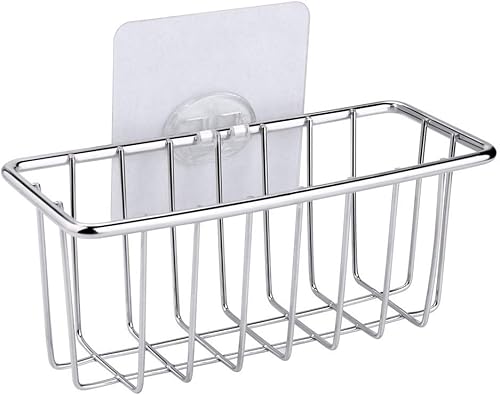 Caddy Organisateur en acier inoxydable Porte-éponge pour évier de cuisine, salle à manger et bar Support mural en acier inoxydable (argenté, taille unique) - Nail Gallerys