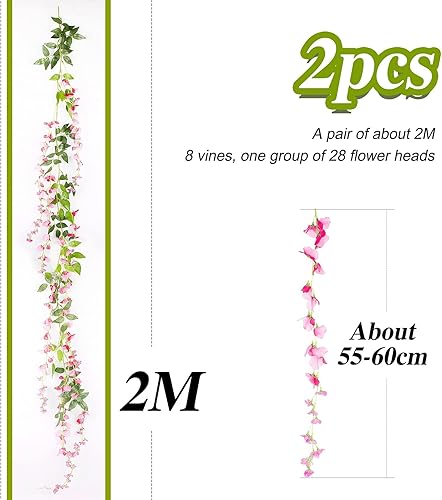 VINFUTUR 5pcs*2m Artificielle Fleurs Wisteria Vigne, Faux Glycine Fleurs Guirlande Suspendue pour Arche de Cérémonie de Mariage Décor Floral - Blanc - Nail Gallerys