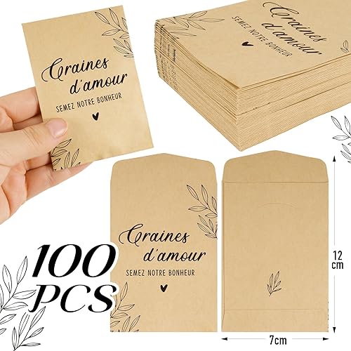 50pcs Pochettes pour Graines à semer 12x7cm Sachet Kraft de Confettis Enveloppes pour Grains Faveur de Mariage Pour Invités Decoration de Mariage Baby Shower Baptême - Nail Gallerys