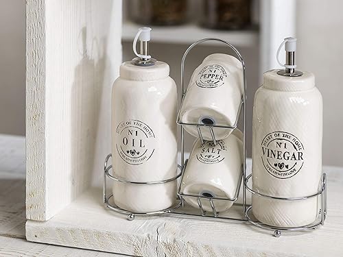 Tognana Linea Dolce CASA, Huile de Menage/Vinaigres/Sel/Poivre Céramique Beige - Nail Gallerys