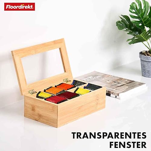 Floordirekt Boîte à thé, boîte de conservation avec couvercle, organisateur pour sachets de thé, 8 compartiments, Colorado - Nail Gallerys