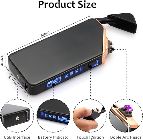 DIFCUL Briquet Electrique,Briquet Électrique Rechargeable USB, Ignition Tactile, Compact et Coupe-Vent,Cadeau Anniversaire Homme,pour Bougie, Barbecue, Cadeau Anniversaire Homme - Nail Gallerys