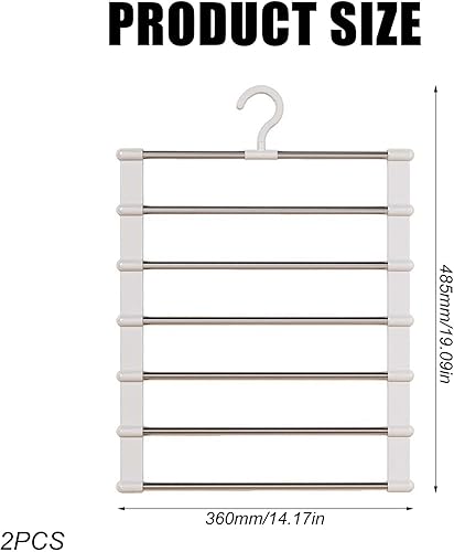2 Pièces Cintre Pantalon Gain de Place, 7-en-1 Multifonctionnel Cintre Pantalon Pliable, 48 x 36 cm Cintre Gain de Place, Cintre Pantalon pour Pantalons Jupes Écharpes Cravates Serviettes - Nail Gallerys