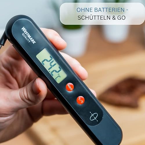 Westmark Thermomètre à immersion, sans piles, avec bouton de réglage de la température, acier inoxydable/plastique, écologique, argent/noir/rouge, 12962260 - Nail Gallerys