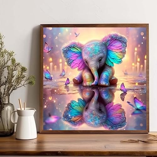 Gutluz Diamond Painting Enfants Animaux Éléphant 5D Diamond Painting Adultes Papillon Diamant Painting Images Adultes Diamond Painting Kit de peinture diamant comme cadeaux Kit de bricolage Adultes - Nail Gallerys