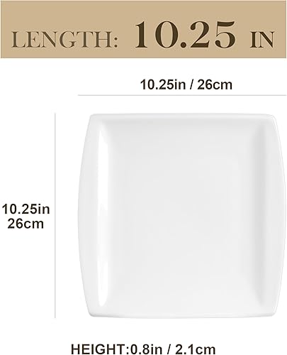 MALACASA Série Blance Lot de 6 assiettes plates en porcelaine de 26 cm Blanc crème Service d’assiettes pour 6 personnes - Nail Gallerys