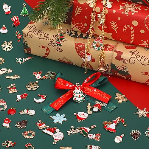 SANNIX Noël Pendentifs 110 Pièces Christmas Pendant Charms Breloques Creation Bijoux pour Bracelet DIY Collier Fabrication de Bijoux Noël - Nail Gallerys