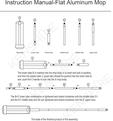 KENSHIRE Balai plat en aluminium de 400 mm de qualité supérieure avec seau pliable et 2 serpillères réutilisables en microfibre mains libres avec poignée en alliage d'aluminium de 134 cm - Nail Gallerys