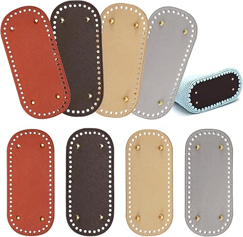 TOATELU Tricot Crochet PU Fond du sac : 8 pièces Fond de sac ovale en cuir PU, 4 couleurs Fond du sac Accessoires au crochet pour sacs à faire soi-même Sacs à crochet Sac à bandoulière Sac à main - Nail Gallerys