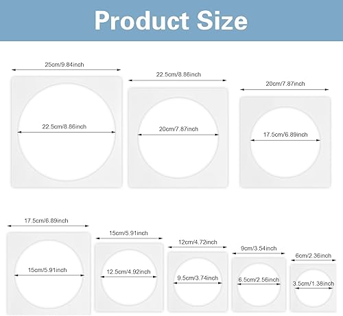 Lot de 8 grands pochoirs circulaires réutilisables en plastique pour peinture sur mur ou bois pour artistes projets de bricolage - Nail Gallerys