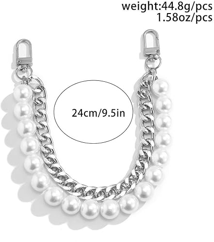 Jascatin Double Couche Perle Sac Chain Sangle Court Sac Poignée De Remplacement Métal Chaîne Perle Poignée Sangle D'épaule pour Femmes Sacs (Or) - Nail Gallerys