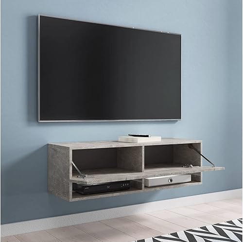 DecoInParis Meuble TV Suspendu 1 Porte 2 niches en chêne Romane - 100 cm - Nail Gallerys