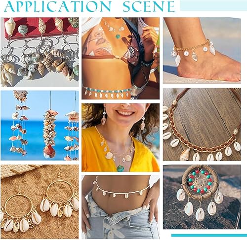 PH PandaHall 100pcs 4 Styles Pendentifs en Coquillages Naturels Lien Coquillages pour la Fabrication de Bijoux Connecteurs en Coquillages Breloque D'Été pour la Maison Fête Sur la Plage 17~29mm - Nail Gallerys