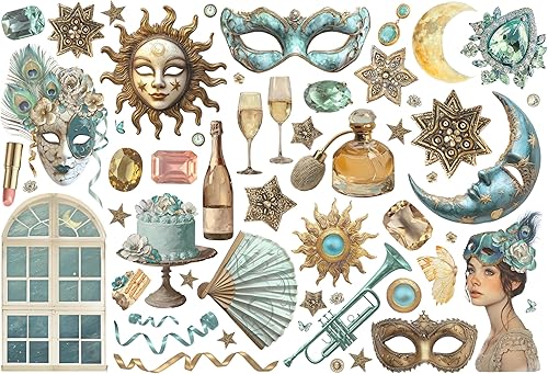Stamperia - Scrapbook Paper Pad for Scrapbooking, Albums, Card Making, Bullet Journalling and More, Acid Free, Double-Sided, Perfect for Hobbies, Crafts, and Gifting (Masquerade) (20.3 x 20.3cm) - Nail Gallerys