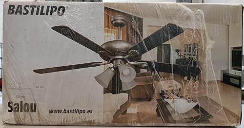 Bastilipo 4738 Ventilateur de Plafond, Métal, E27, 60 W, Argenté, 132 x 47 cm - Nail Gallerys