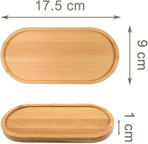 Tucireat 4 Pièces Plateau Bambou Plateaux Ovales En Bambou Planche De Bain Soucoupes Bois De Rangement Plateau Bambou Salle De Bain Plateau De Rangement Petit Pour Nourriture Pots De Fleurs Café - Nail Gallerys
