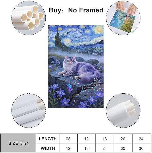 YYVKPMLXC Chat maine coon Décoration Murale Chat de compagnie Imprimé Sur Toile Artistique Poster Moderne Affiche Pour Le Bureau À Domicile Déco Salle De Séjour 08x12inch(20x30cm) - Nail Gallerys