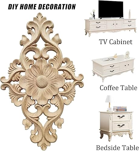 Bztzhm 4 Pièces Sculpte Decal Sculpté d'angle Decoratif, Décoratifs en Bois Longs Sculptés, Sculpté Vintage Non Peints, Moulure Decorative Bois, Bois Applique Moulure pour Porte Meubles DIY Décor - Nail Gallerys