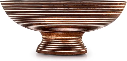 Indus Lifespace Corbeille à fruits en bois de manguier fabriquée à la main en bambou de style rustique, 30,48 x 30,48 cm (H x P) - Idéal pour les fruits, les collations, les desserts, les pâtes, les - Nail Gallerys