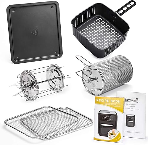 MaxxHome Friteuse sans Huile XXL - Airfryer - Friteuse à air chaud - Mini Four Multifonction - 1800 W + Livre de cuisine et accessoires - Nail Gallerys