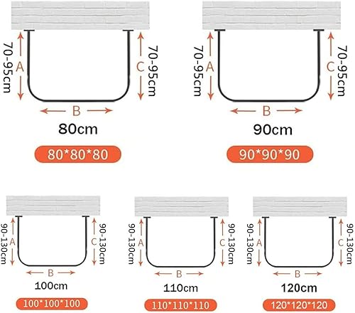 Tringle À Rideau de Douche Demi-Cercle en Forme de U, Barre de Rideau de Douche Incurvée Sans Perçage, Acier Inoxydable Réglable, pour Salle de Bain Baignoire Magasin de Vtements (Size : 110x110x110c - Nail Gallerys