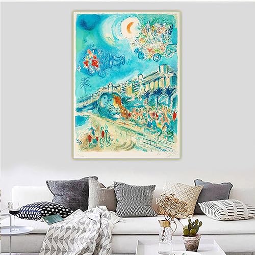 Célèbre oeuvre d'art affiche impression Marc Chagall, carnaval des fleurs, toile peinture photo mur fond décoration de la maison 50x70 cm sans cadre - Nail Gallerys