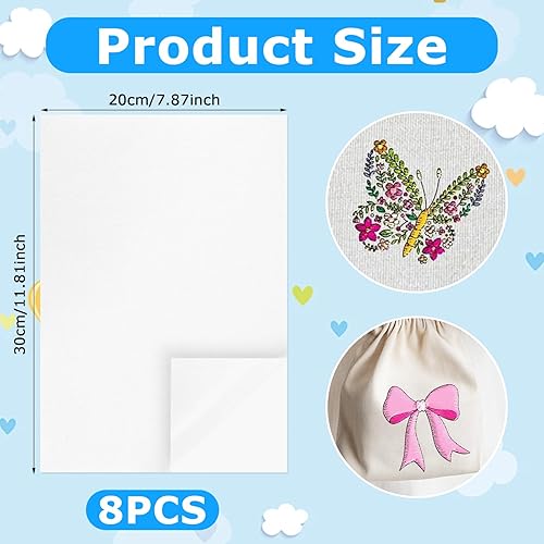 MCTNCT 8PCS A4 Stabilisateur Broderie, Imprimable Tissu Non Tissé Auto-adhésif Vierge, Papier Hydrosoluble Broderie, Stickvlies, Papier Broderie Soluble pour DIY Broderie Machine,Couture à la Main - Nail Gallerys