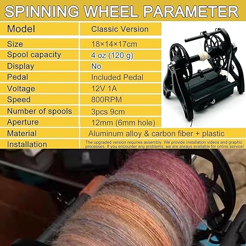 Mini Rouet éLectrique | Essoreuse à Laine Portable 12 V | Vitesse Maximale De 800 Tr/Min | Machine à Enrouler Le Fil Automatique Pour L'Artisanat à Domicile | Poils De Chien/Coton/Laine ,Black - Nail Gallerys