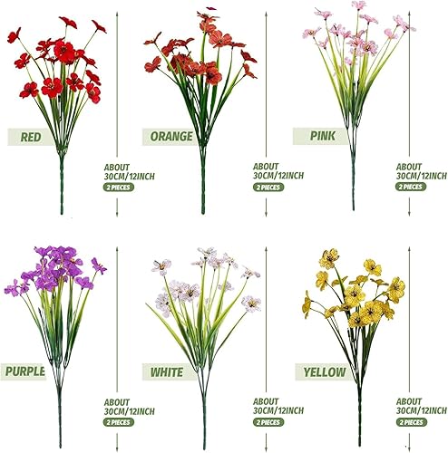 Criveple Lot de 12 paquets de fleurs artificielles, véritables fleurs artificielles pour balcon, résistantes aux intempéries, résistantes aux UV, pour décoration de balcon, jardin, extérieur - Nail Gallerys