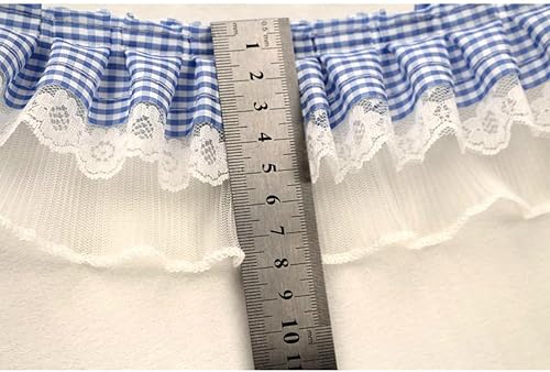 5 yards 8 cm de large Dentelle à volants à carreaux Dentelle plissée Ruban en dentelle Bordure en dentelle Ruban décoratif pour bricolage, artisanat, décoration de vêtements, Rose A - Nail Gallerys